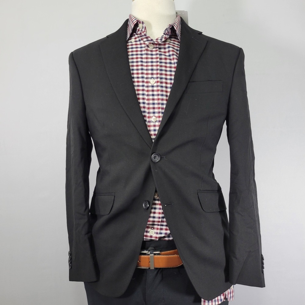 Kenneth Cole Reaction Men's Sport Coat Blazer Two Button Black Techni-Cole 38S